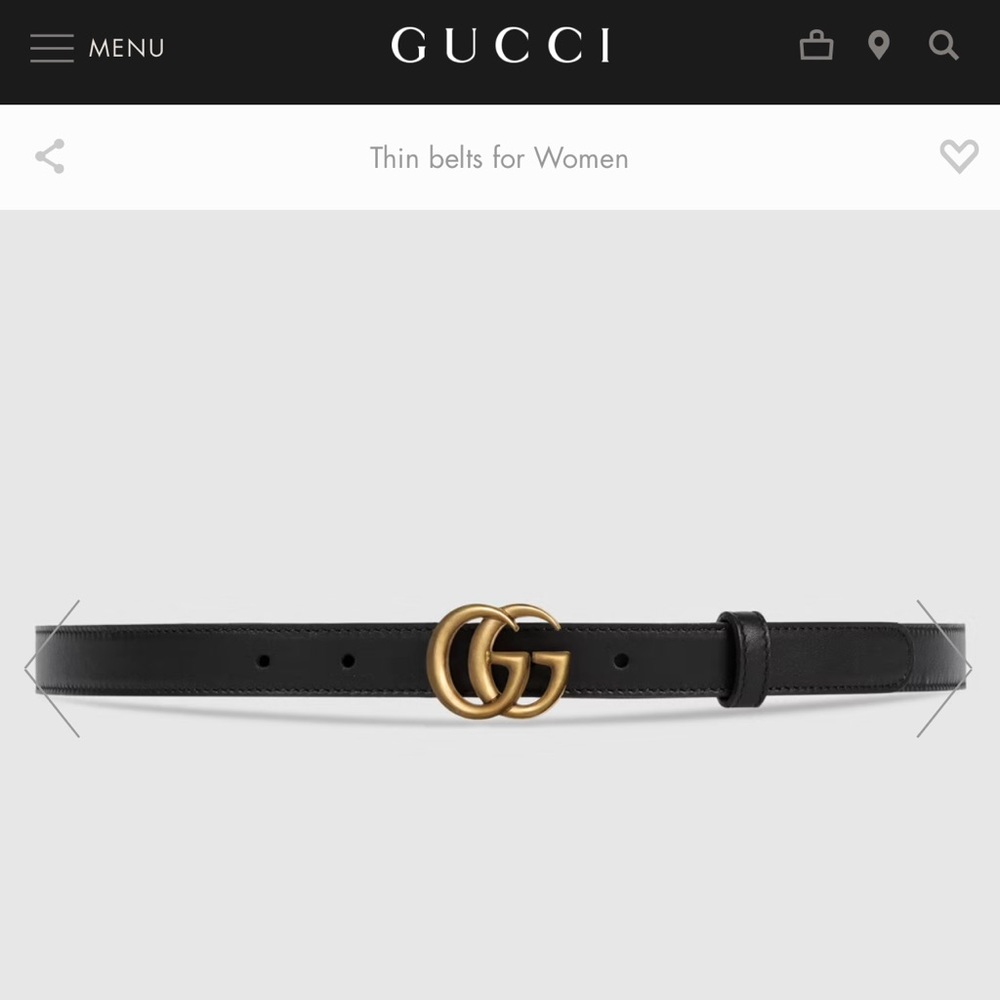 🔥SOLD🔥 GUCCI Thin Black Leather Belt Double G 80 Antique Brass Buckle NEW - Picture 4 of 9